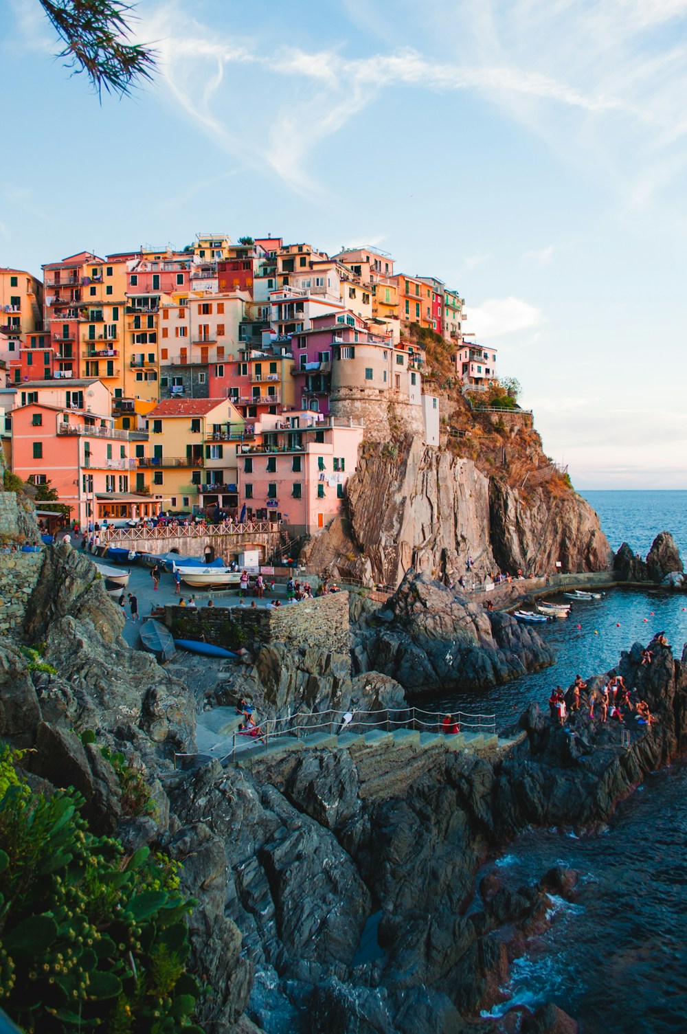 Colorful Italian coastal village overlooking the sea